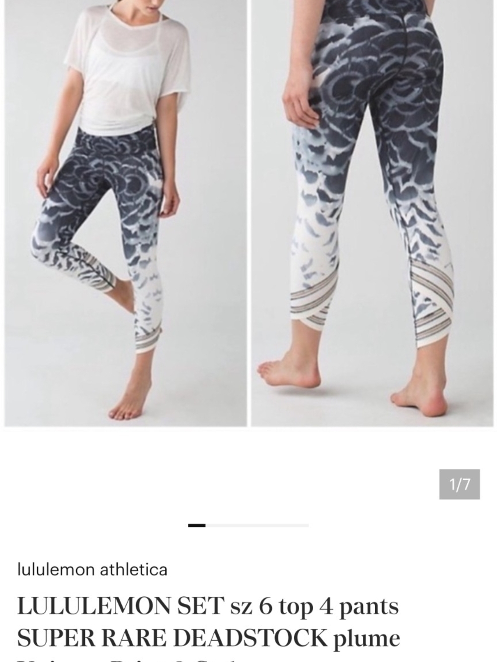 Rare Lululemon Women's Plume Printed Cropped Leggings, Size 10